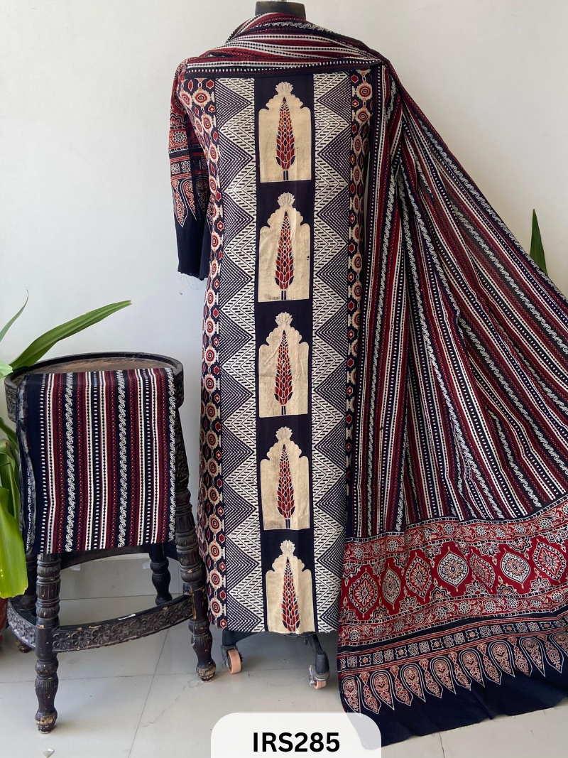 PURE COTTON FABRIC WITH AJRAKH PRINT DESIGNER SALWAR SUIT WPRIITH AJRAKH NT BOTTOM