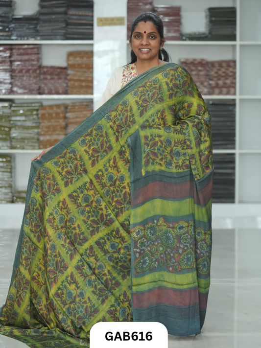 Nashpal & Pomegranate Peel Printed Modal Silk Sarees with blouse
