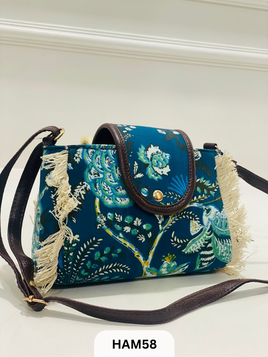 HAND BLOCK PRINT FANCY SLING BAG SIZE 8"5
