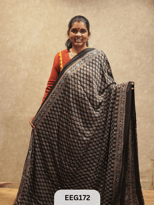 AJRAKH MODAL SAREE WITH MIRROR