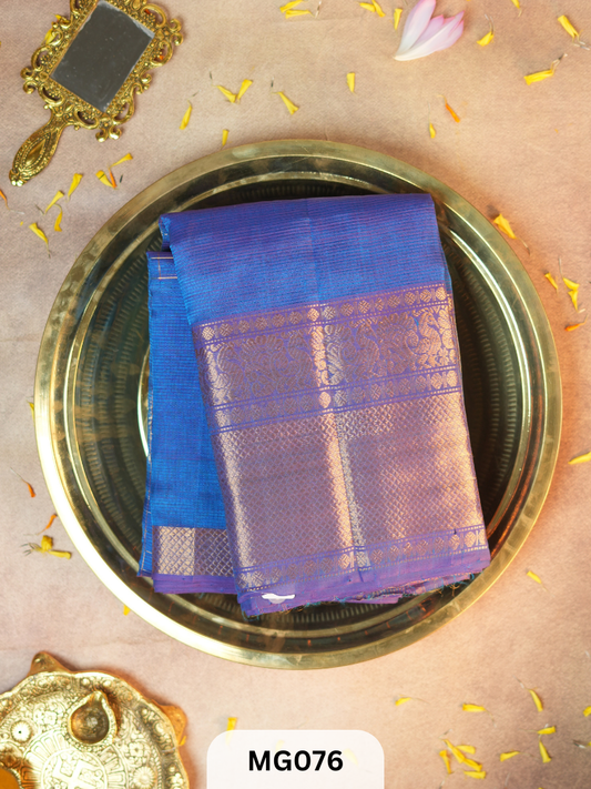 Handloom Mangalgiri pattu saree with Kanchi border