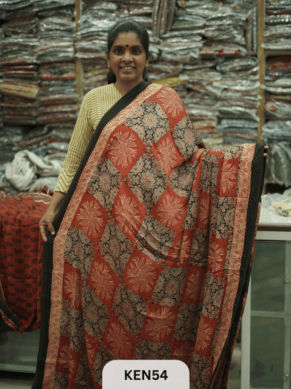 MODAL NATURAL AJRAKH HANDBLOCK SAREE