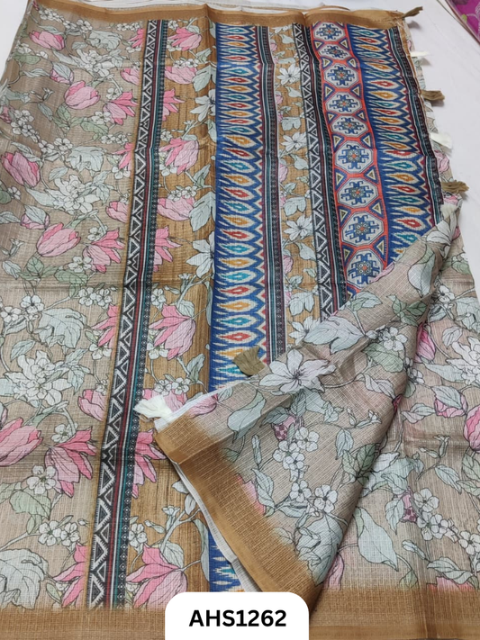 Soft Silk Kota Digital Print Saree With Blouse
