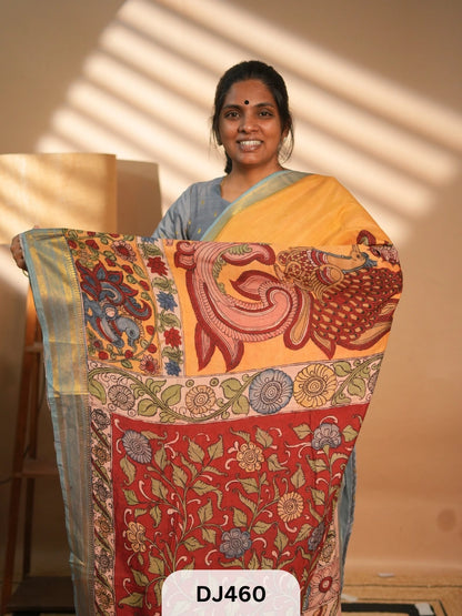 CHENNURI SILK SAREE WITH PEN KALAMKARI ART WORK