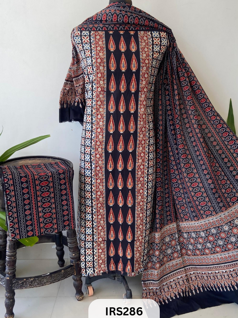 PURE COTTON FABRIC WITH AJRAKH PRINT DESIGNER SALWAR SUIT WPRIITH AJRAKH NT BOTTOM