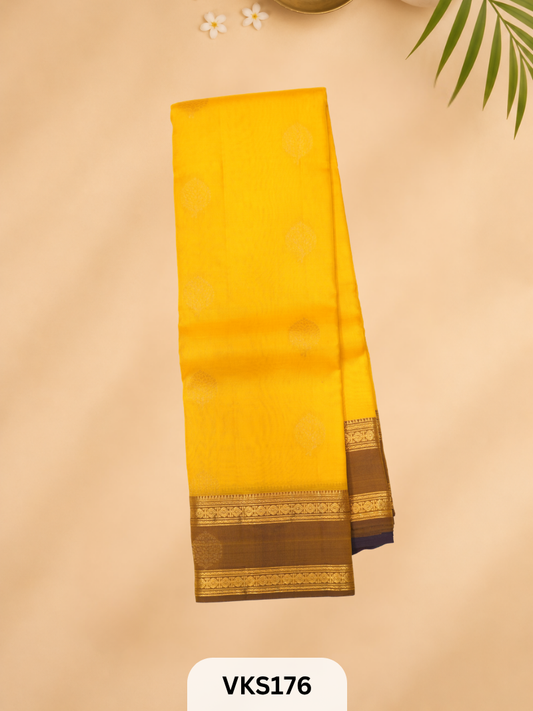 PURE KANCHIPURAM PLAIN SOFT SILK SAREE  WITH DOUBLE BORDER