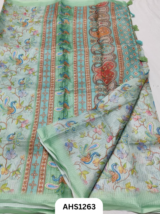 Soft Silk Kota Digital Print Saree With Blouse