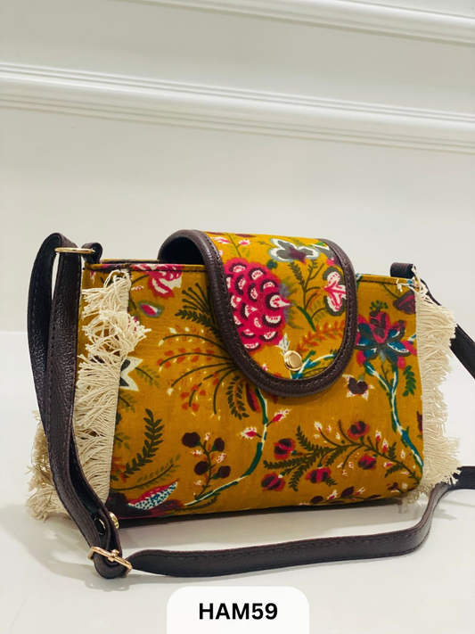 HAND BLOCK PRINT FANCY SLING BAG SIZE 8"5
