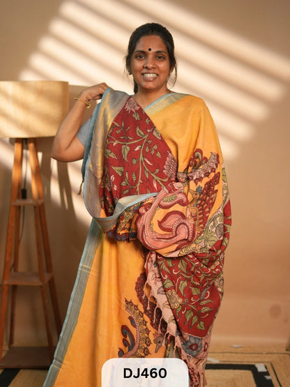 CHENNURI SILK SAREE WITH PEN KALAMKARI ART WORK