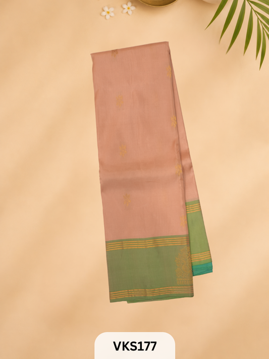 PURE KANCHIPURAM PLAIN SOFT SILK SAREE  WITH DOUBLE BORDER