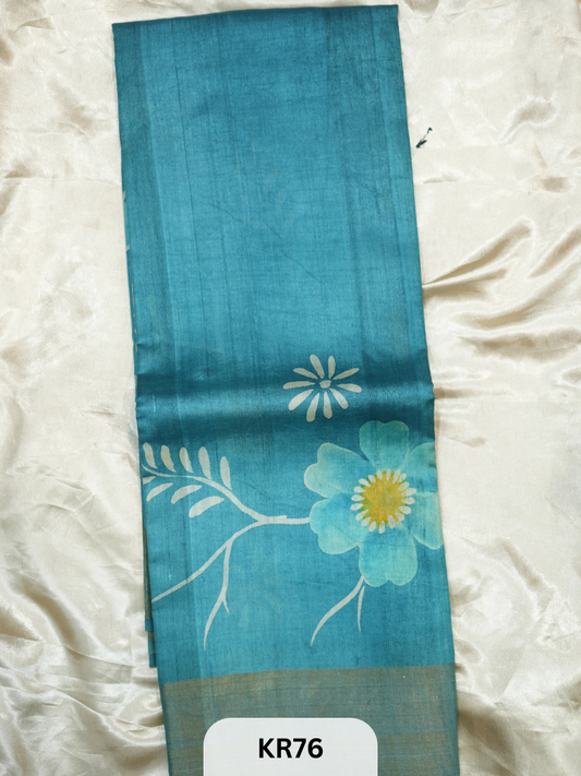 PURE TUSSAR SILK WITH ZARI HAND PAINTED