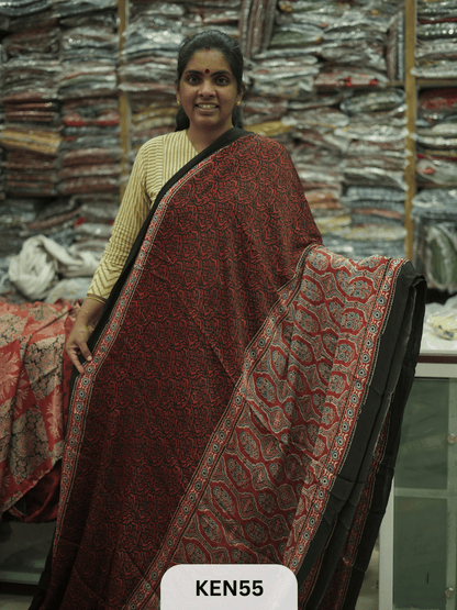 MODAL NATURAL AJRAKH HANDBLOCK SAREE