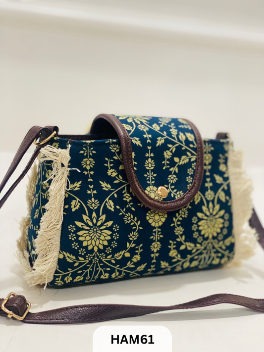 HAND BLOCK PRINT FANCY SLING BAG SIZE 8"5