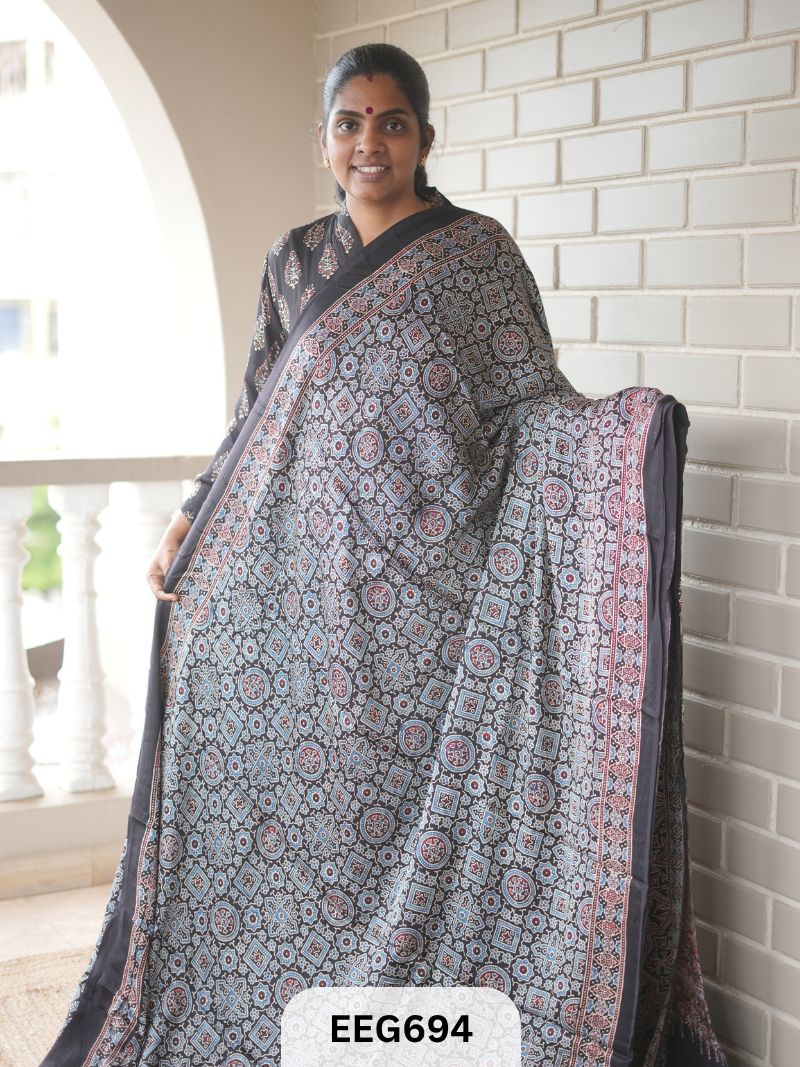 AJRAKH MODAL SAREE - JACKPOT