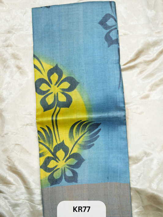 PURE TUSSAR SILK WITH ZARI HAND PAINTED