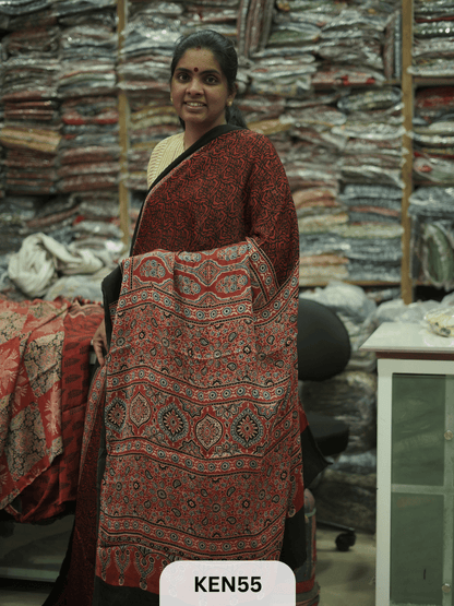 MODAL NATURAL AJRAKH HANDBLOCK SAREE
