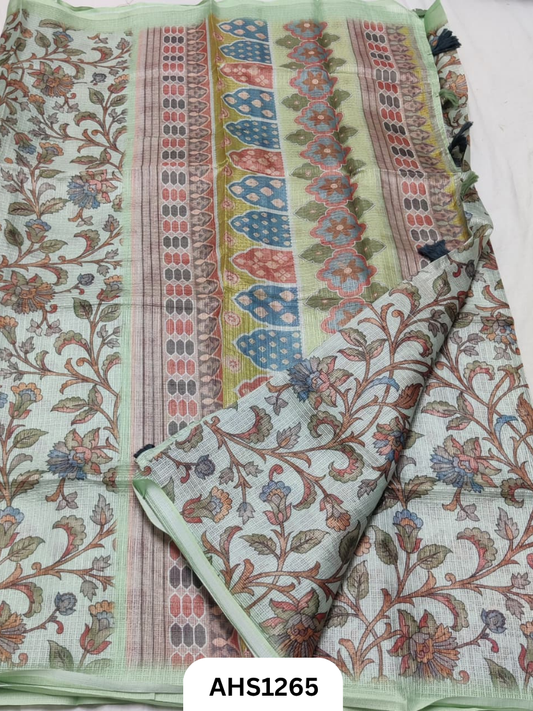 Soft Silk Kota Digital Print Saree With Blouse