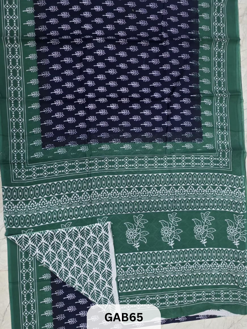 BAGRU PRINT COTTON MULMUL SAREES WITH BLOUSE-SAREE 5.5M +BLOUSE 1M