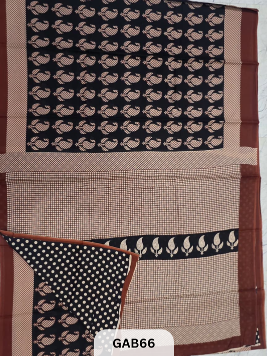 BAGRU PRINT COTTON MULMUL SAREES WITH BLOUSE-SAREE 5.5M +BLOUSE 1M