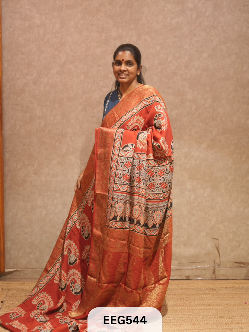 AJRAKH DOLA SILK SAREE