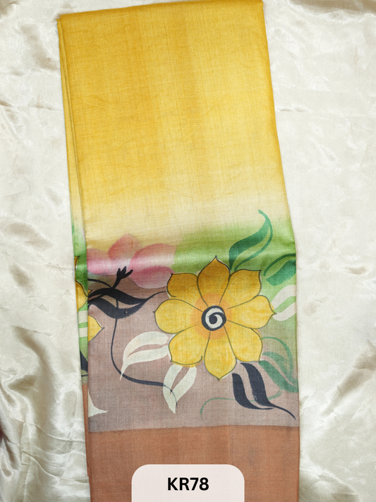 PURE TUSSAR SILK WITH ZARI HAND PAINTED