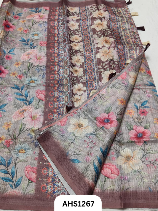 Soft Silk Kota Digital Print Saree With Blouse