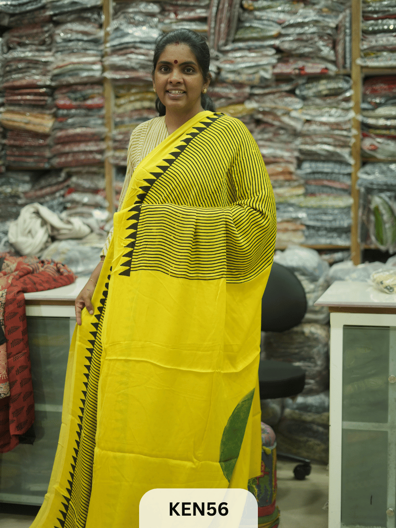 MODAL NATURAL AJRAKH HANDBLOCK SAREE