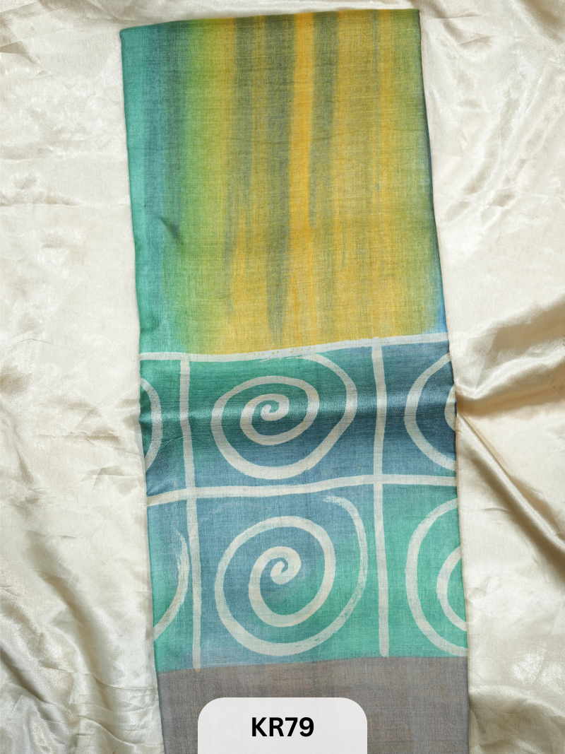 PURE TUSSAR SILK WITH ZARI HAND PAINTED