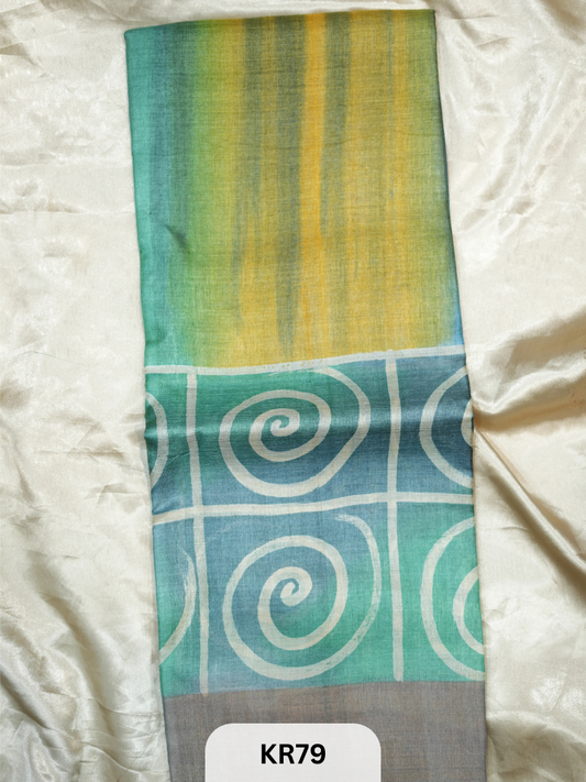 PURE TUSSAR SILK WITH ZARI HAND PAINTED