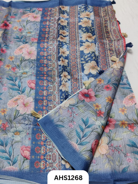 Soft Silk Kota Digital Print Saree With Blouse
