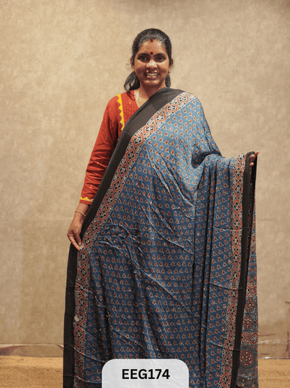 AJRAKH MODAL SAREE WITH MIRROR