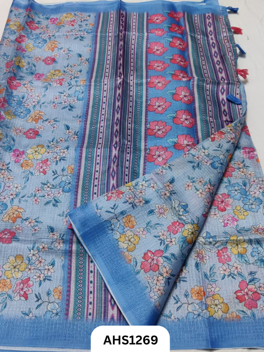 Soft Silk Kota Digital Print Saree With Blouse