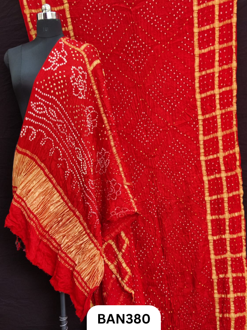 Modal Tissue Pallu Checks Border Choras Dani Bandhej Saree