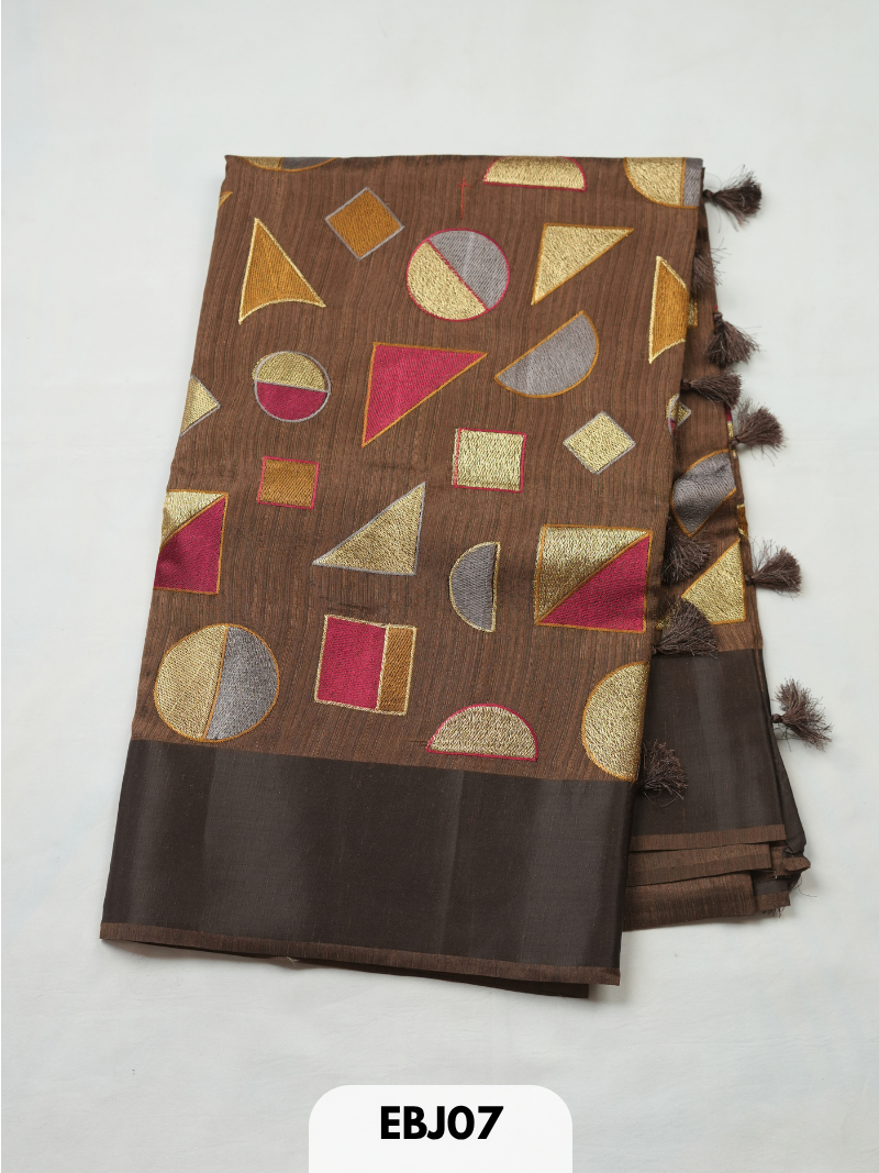 Pure tussar embroidery design saree
