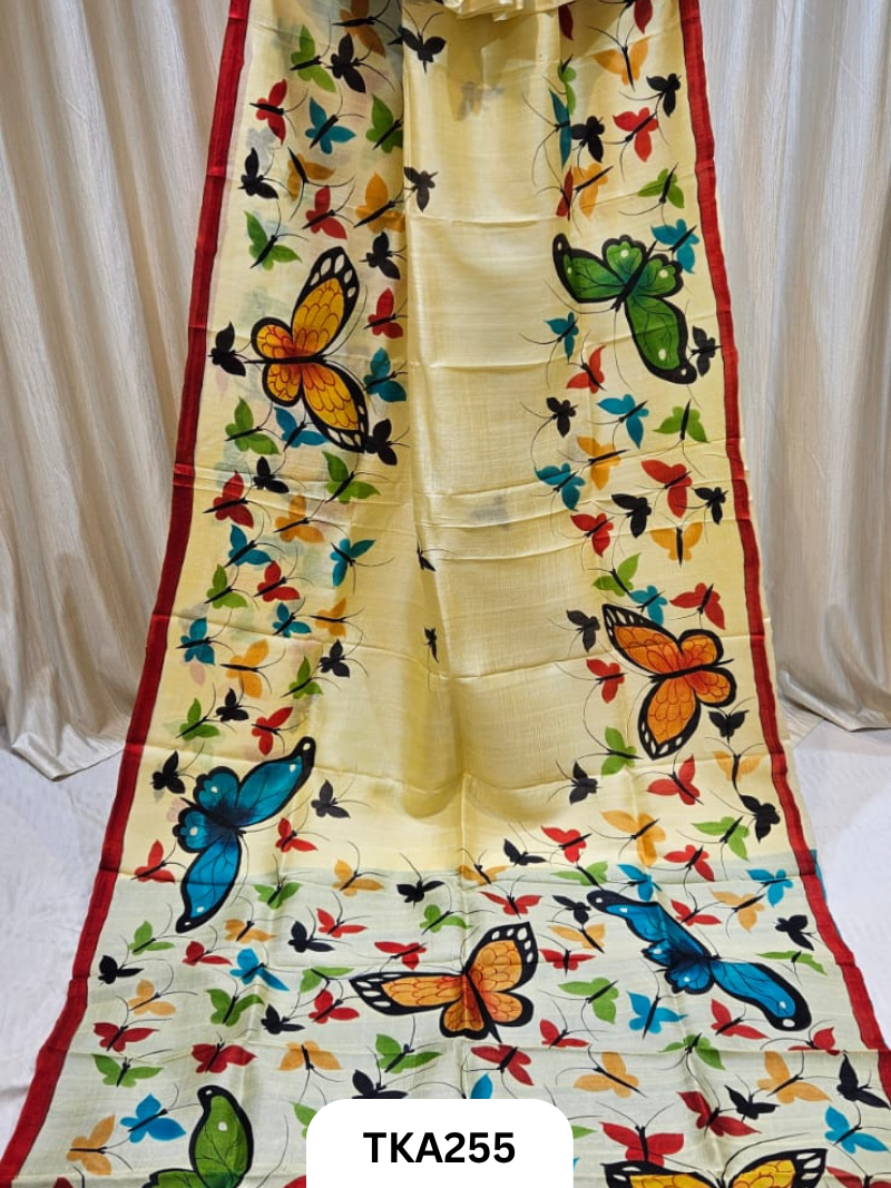 Murshidabad Silk Hand Painted Saree