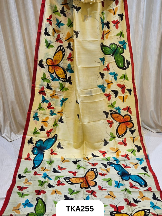 Murshidabad Silk Hand Painted Saree