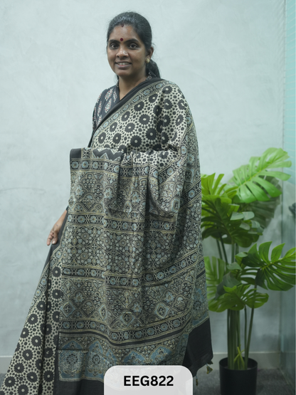 MUL COTTON AJRAKH HANDBLOCK PRINT SAREE