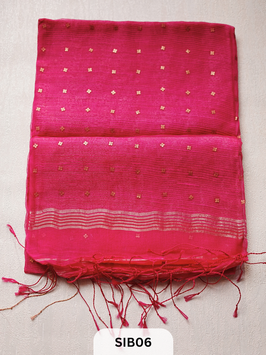 PURE HANDLOOM MUSLIN ORGANZA HANDCRAFTED SAREE