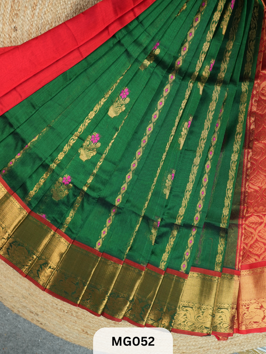 Pure Handloom Mangalgiri saree Rekha pallu Butta