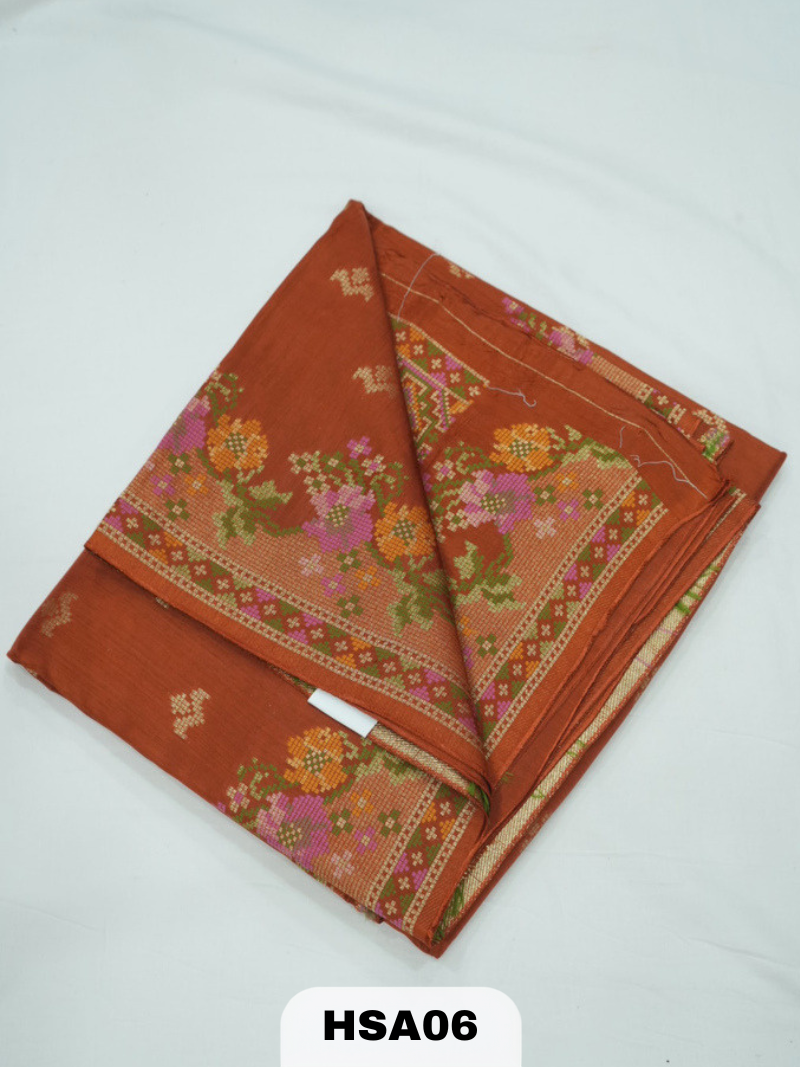 BANARAS RUSSIAN CROSS STICHED SILK SAREE
