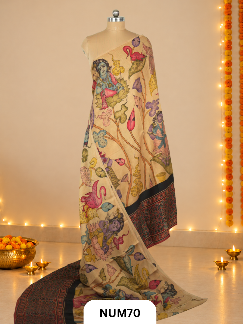 Exclusive Pure Penkalamkari Artisan Saree