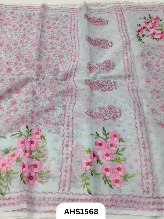 Kota Cotton Embroidery + Printed Saree
