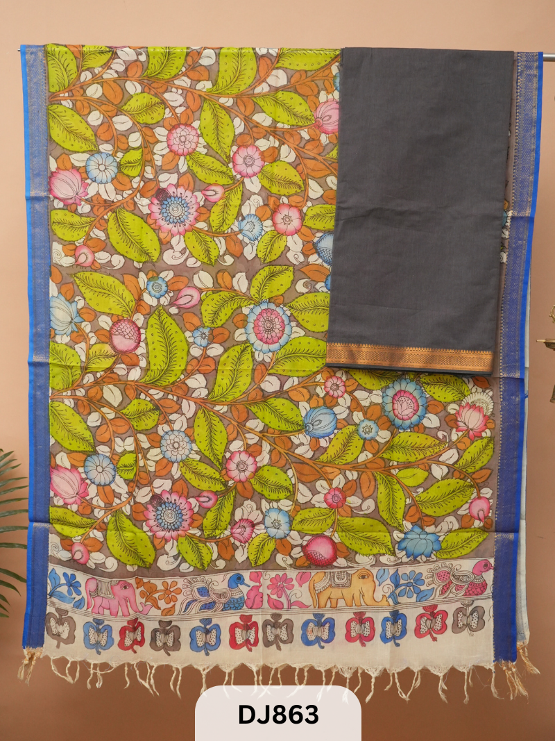 MANGALGIRI PATTU TOP AND PENKALAMKARI DUPPATA - 2 PCS