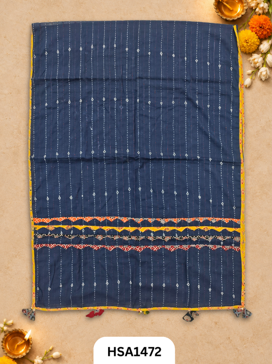 Hand Block Barmeri Ajrakh Print Patch Work Duppata Length 2.50 meter