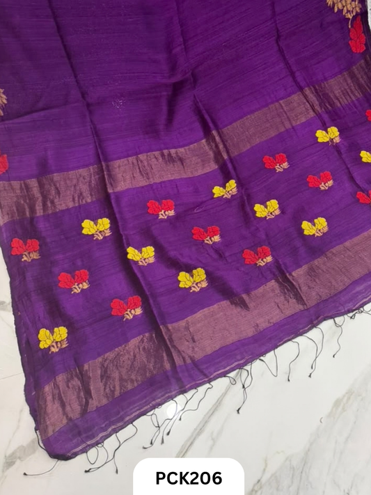 Pure Handloom Matka Handweaving Jamdani Motifs  Saree