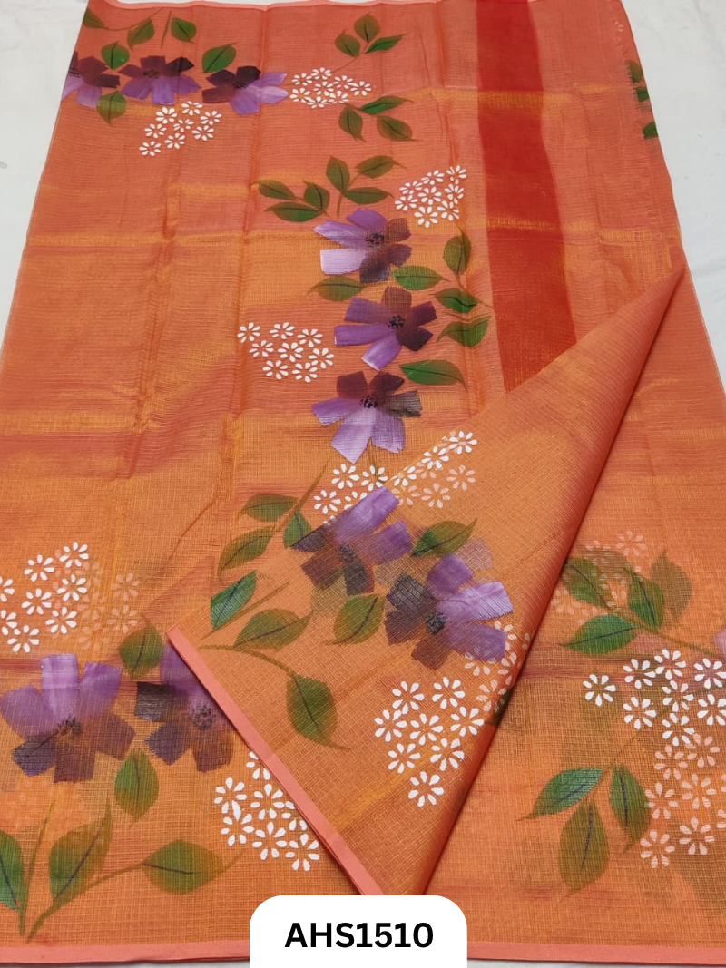 Pure Kota Cotton Tissue Brush Paint Saree