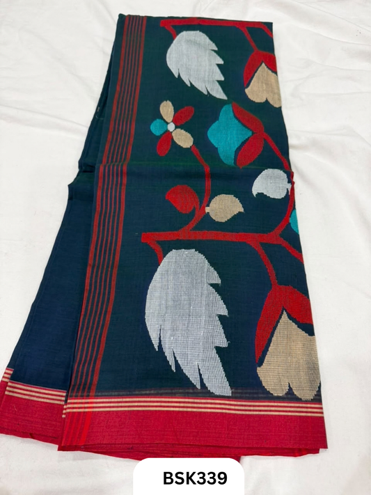 Handloom Pure Mul Cotton With Jamdhani Weave Saree