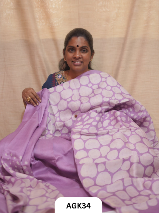 Premium Murshidabad 3-Ply Silk Hand Batik Saree – Silk Mark Certified