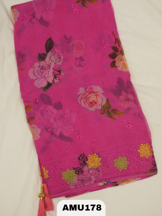 BANARAS RUSSIAN SILK SAREE WITH PRINTED