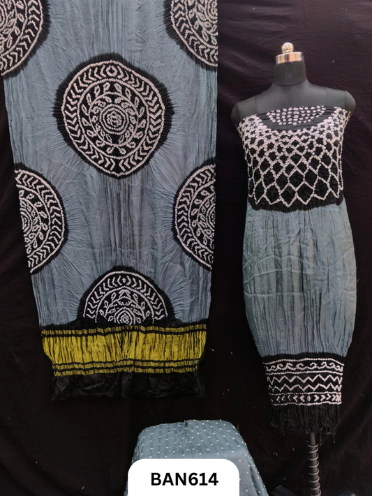 Semi Gaji Silk 3 Pcs Double Color Suit